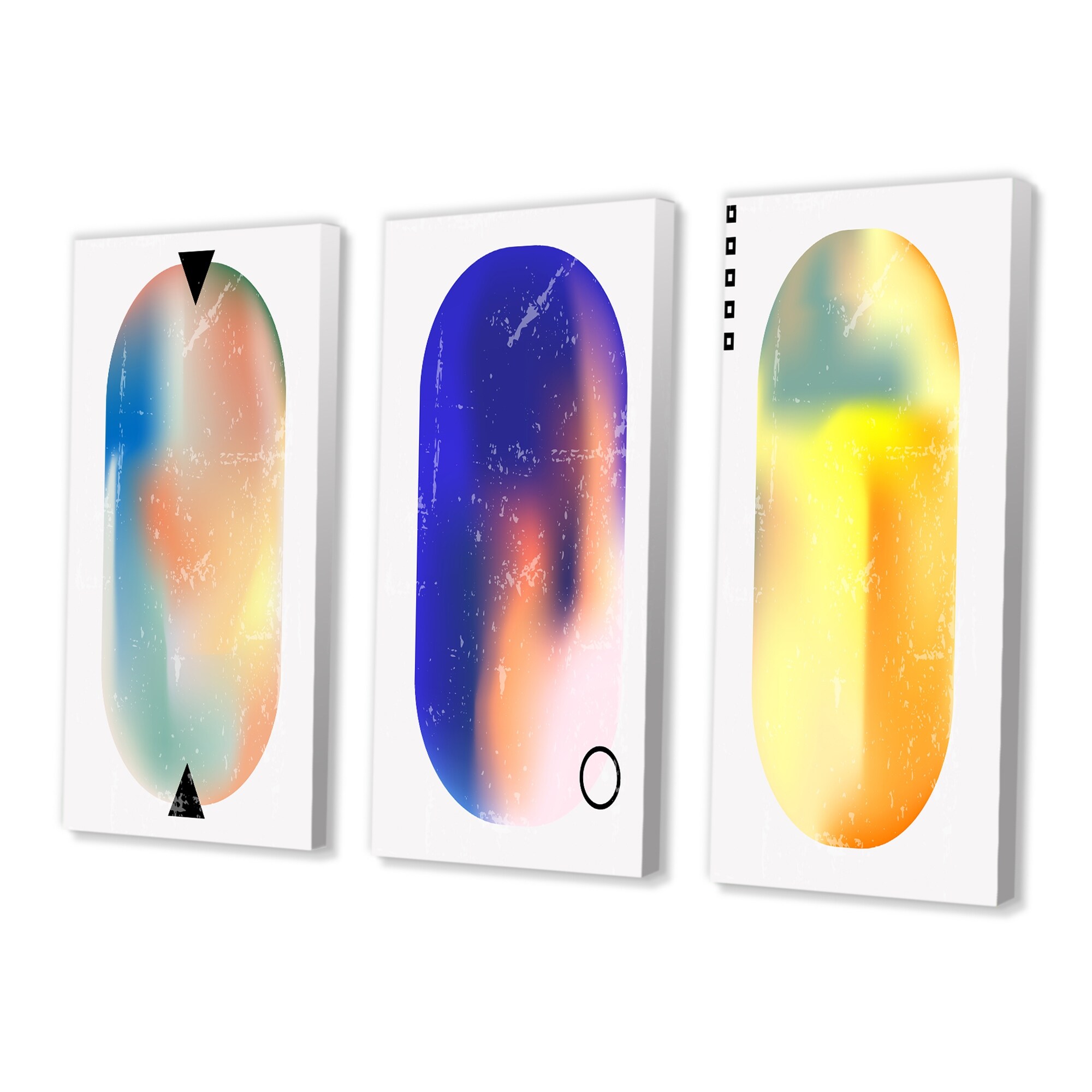 Fluid Gradient Abstract Vintage Shapes I - Mid-Century Modern Art Set by Designart-image
