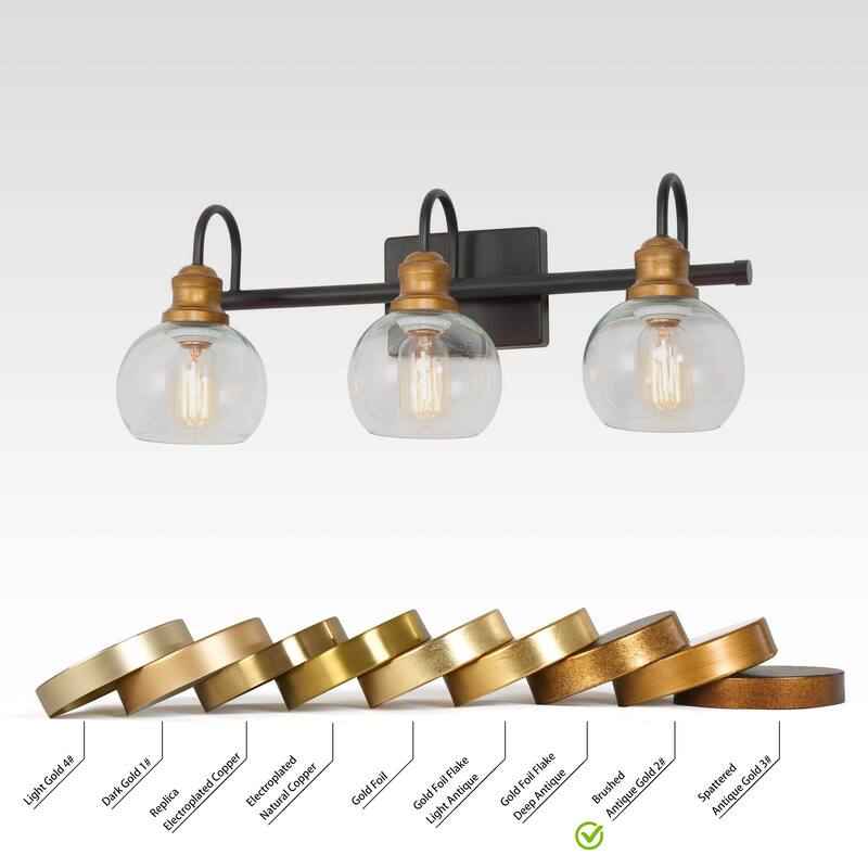 Olia Modern Black Gold 3/4/5-Light Bathroom Vanity Lights Globe Glass Wall Sconces