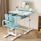 preview thumbnail 18 of 19, Gymax Kid's Study Desk & Chair Set w/Tilt Desktop Book Stand Footrest