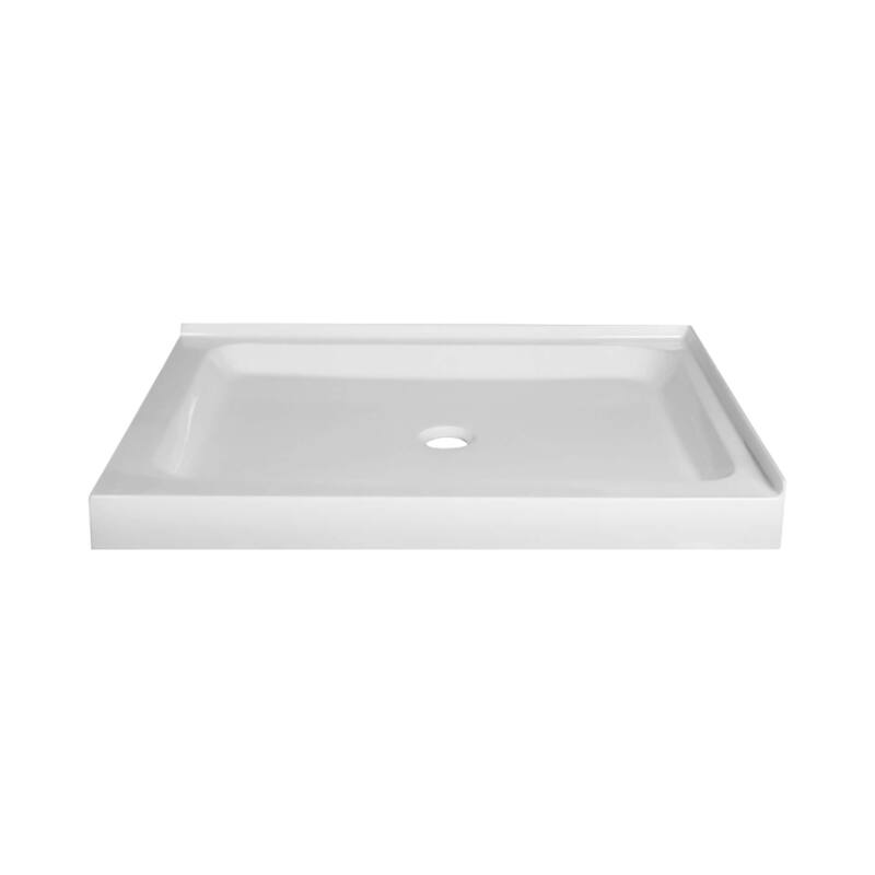 Fine Fixtures Double Threshold Acrylic Shower Base - Non-Slip Textured Surface Shower Floor Pan in White - 48 x 36 Right Hand Flange