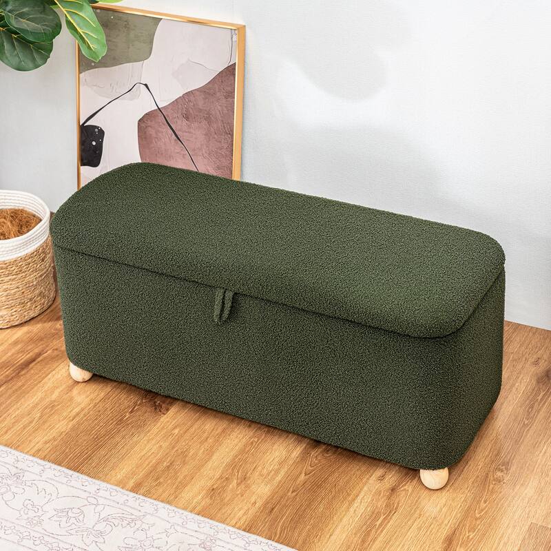 Adeco Storage Ottoman End of Bed Bedroom Entryway Bench