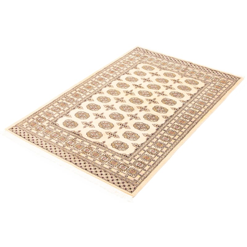 ECARPETGALLERY Hand-knotted Peshawar Bokhara Beige Wool Rug - 4'7 x 6'8