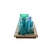 preview thumbnail 6 of 32, Wood Tray with 9 Blue & Green Glass Votive Holders