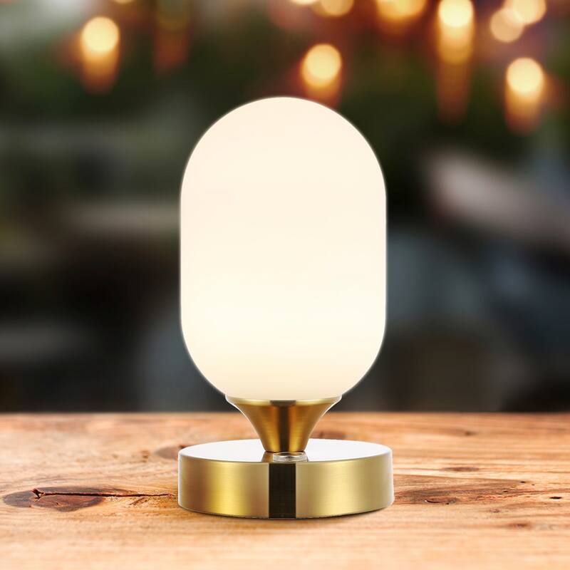Owen 8" Bohemian Farmhouse Iron Wireless Rechargeable Integrated LED Table Lamp, Oil Rubbed Bronze/White by JONATHAN Y
