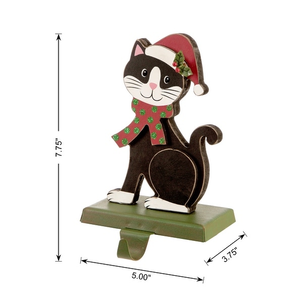 Glitzhome Wooden/Metal Cat & Dog Christmas Stocking Holders
