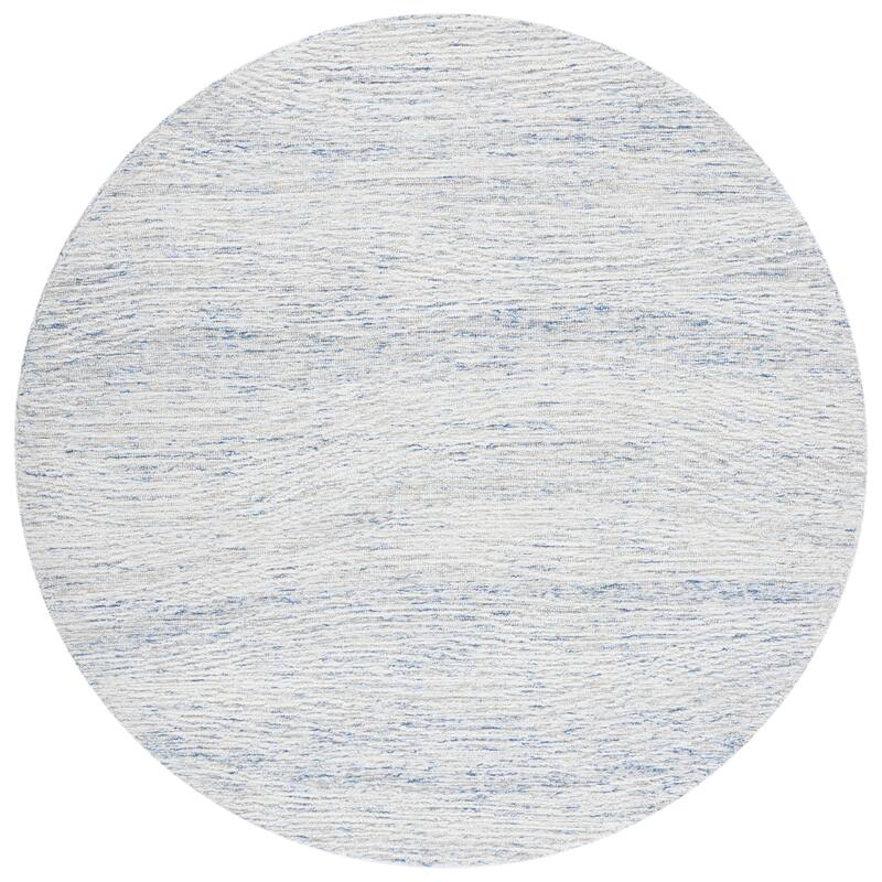 SAFAVIEH Handmade Metro Fetnete Modern Abstract Wool Rug - 6' Round - Light Blue/Ivory