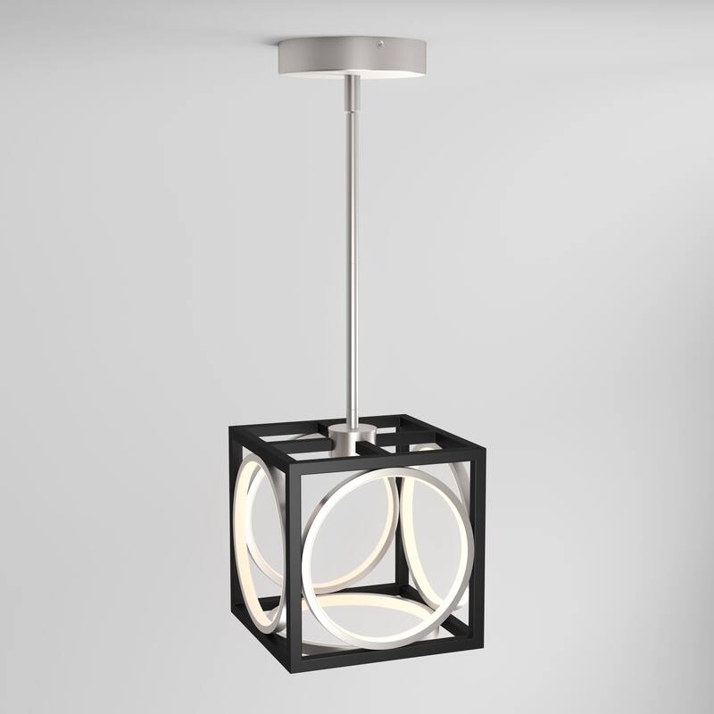 Artika Astoria LED Pendant Ceiling Light, Black & Brushed Nickel