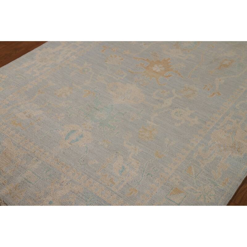 Vegetable Dye Oushak Turkish Rug Handmade Oriental Wool Carpet - 5'0"x 6'11"