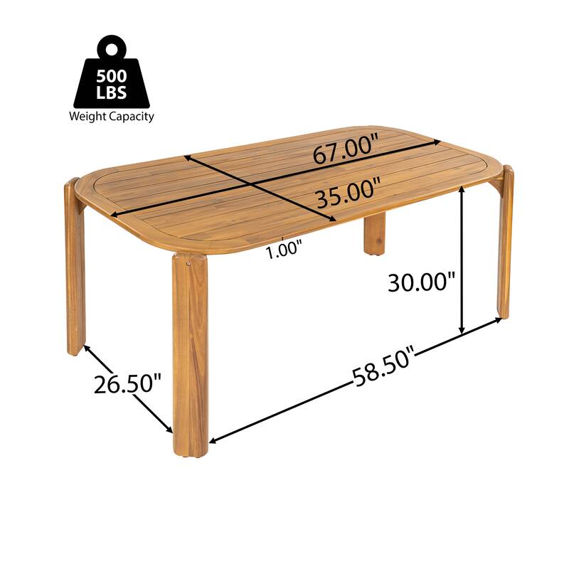 Scott Living Kaja Modern Outdoor Solid Wood Dining Table with Slat Top Design