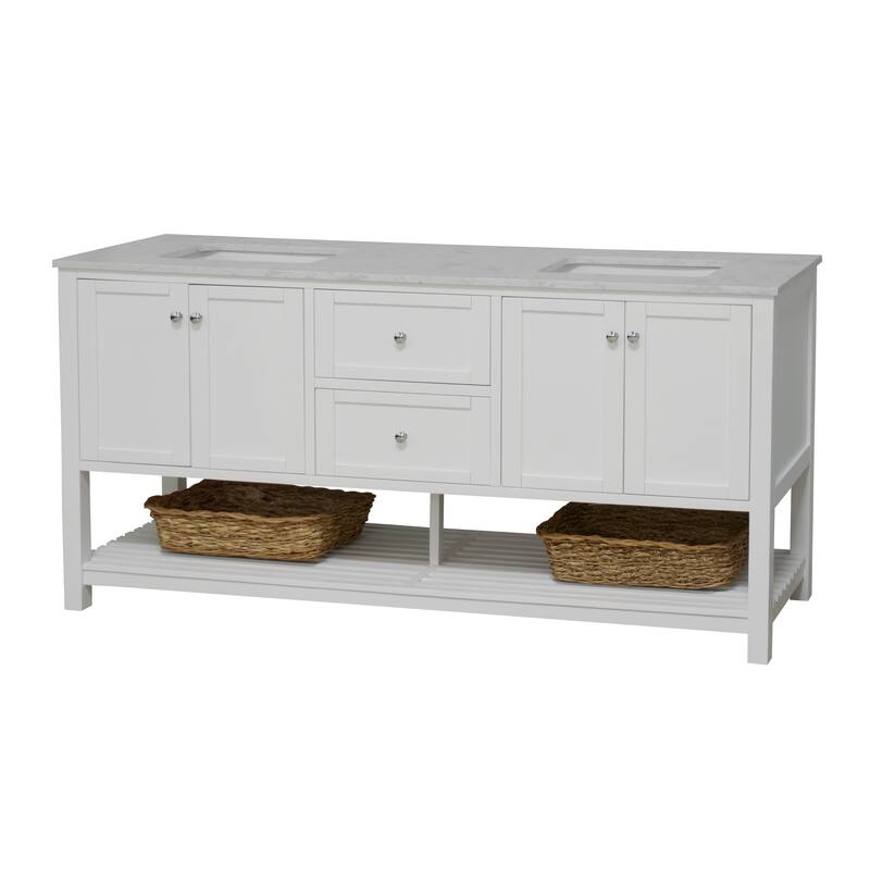 KitchenBathCollection Lakeshore 72" Double Bathroom Vanity with Engineered Carrara Top