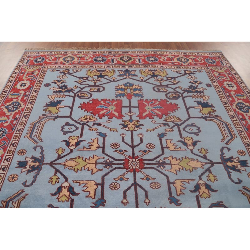 Light Blue Heriz-Serapi Oriental Area Rug Handmade Wool Carpet - 8'0"x 10'1"