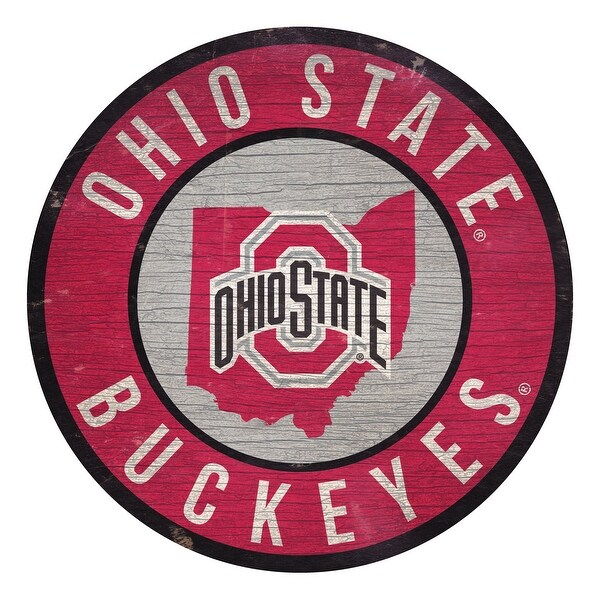 Shop Ohio State Buckeyes Sign Wood 12 Inch Round State ...