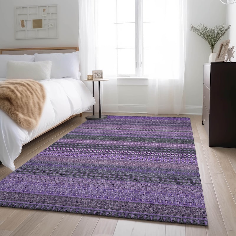 Premium Washable Super Soft Boho Stripes Mayfield Rug - Purple - 2' 6" x 3' 10" - Rectangle