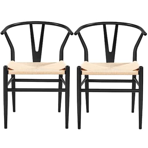 Yaheetech Modern Weave Y-Shaped Dining Chair with Solid Metal Frame