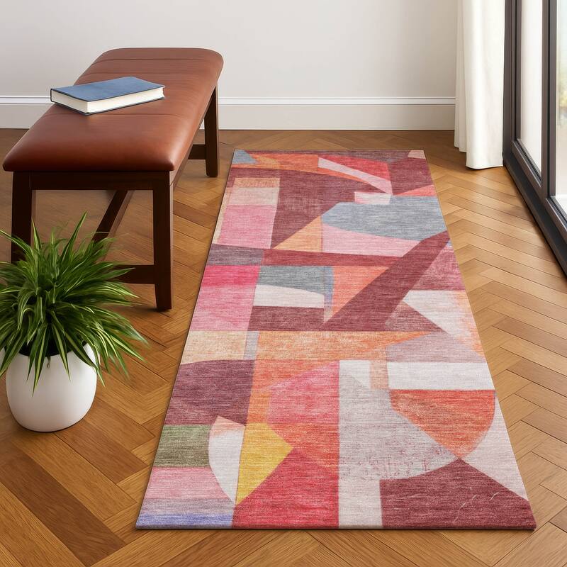 Premium Washable Super Soft Contemporary Mayfield Rug - Paprika - 2'3" x 7'6"