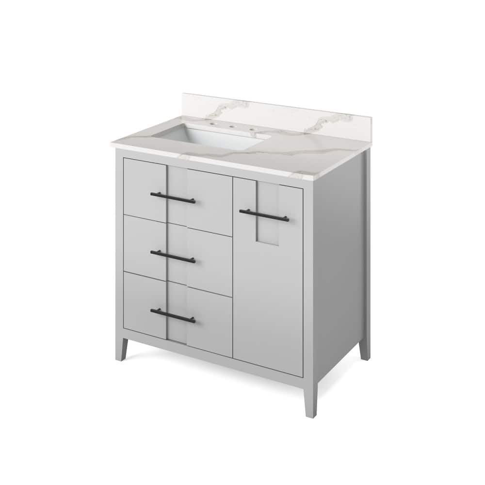 Jeffrey Alexander VKITKAT36R-QUARTZ Katara 36" Free Standing Vanity