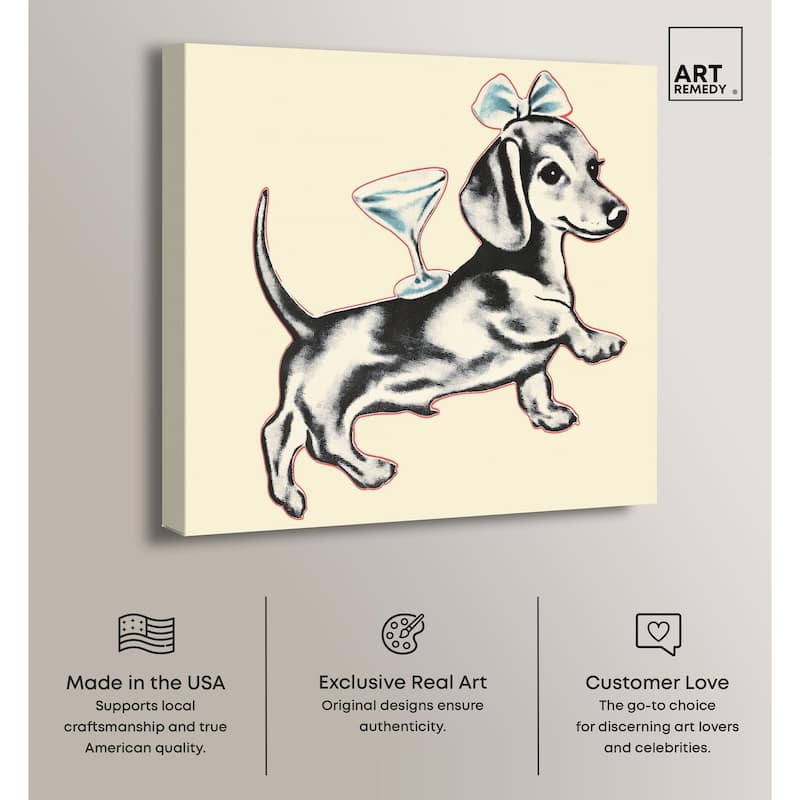 Martini Pup II Canvas by Art Remedy, Gallery Wrapped