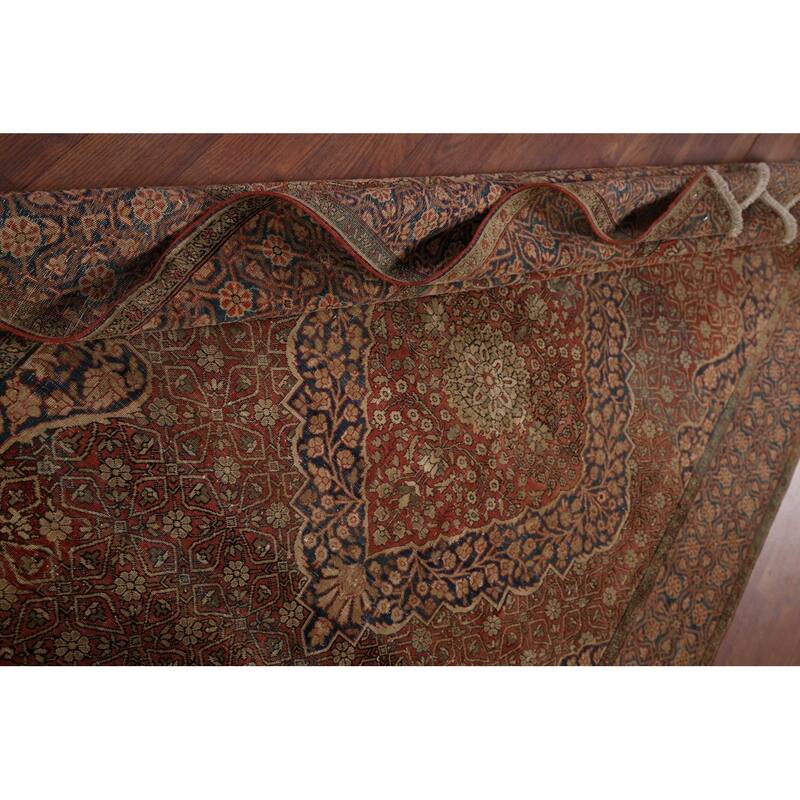 Pre-1900 Antique Kashan Mohtasham Persian Rug Handmade Wool Carpet - 4'4" x 6'5"