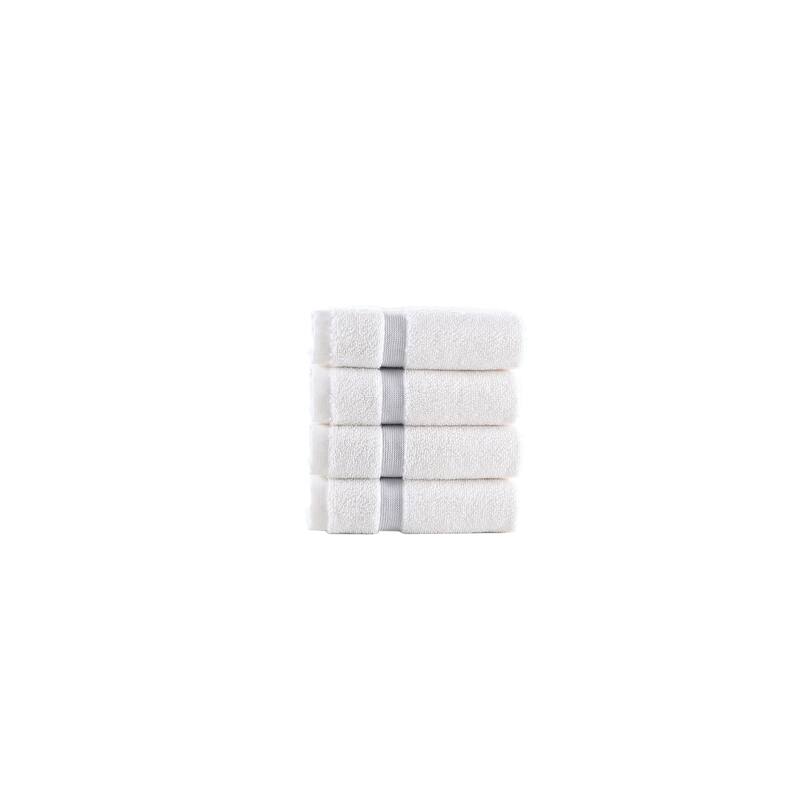 Brooks Brothers Contrast Border 4 pcs Wash Towels - Silver