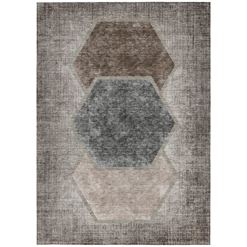 HomeRoots Geometric Transitional Rectangle Outdoor Rug