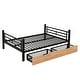 preview thumbnail 9 of 7, Metal Full Size Convertible Kids Bunk Bed with 2 Drawers, Black