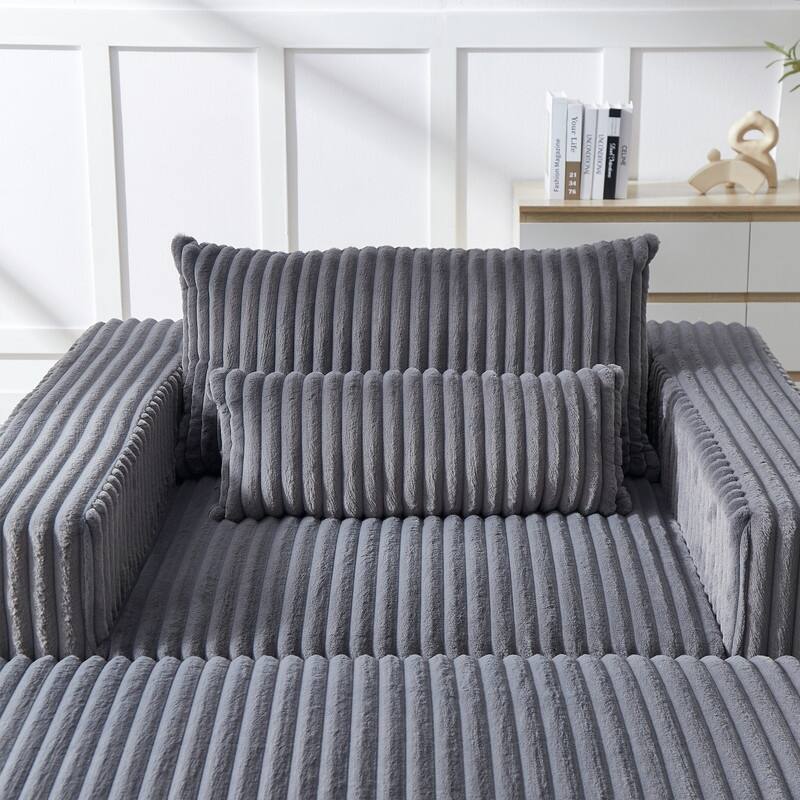 75-Inch Corduroy Removable footrest Sponge Sofa