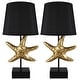 preview thumbnail 1 of 2, Set of 2 Starfish Table Lamps, Beach Theme, 22" Tall Gold