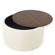 preview thumbnail 59 of 59, HomePop Round Storage Ottoman table with Wood Top