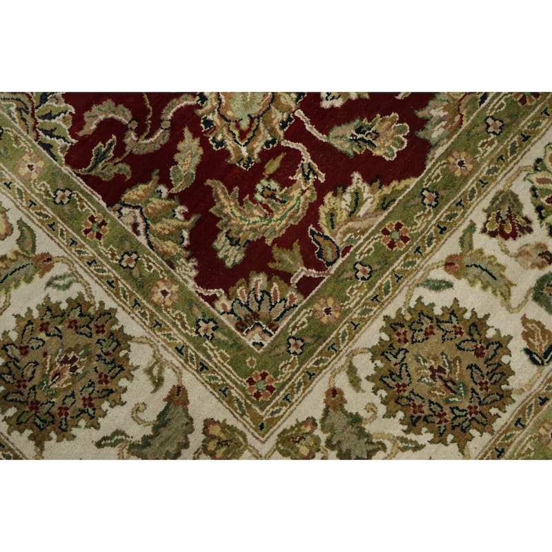Hand Knotted Oriental 100% Wool Carpet Traditional All-Over Red Agra Area Rug - 12' 0'' X 9' 0''