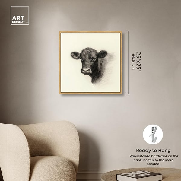 dimension image slide 0 of 24, Darkness in Detail of Cow Canvas Animal Art Prints by Art Remedy