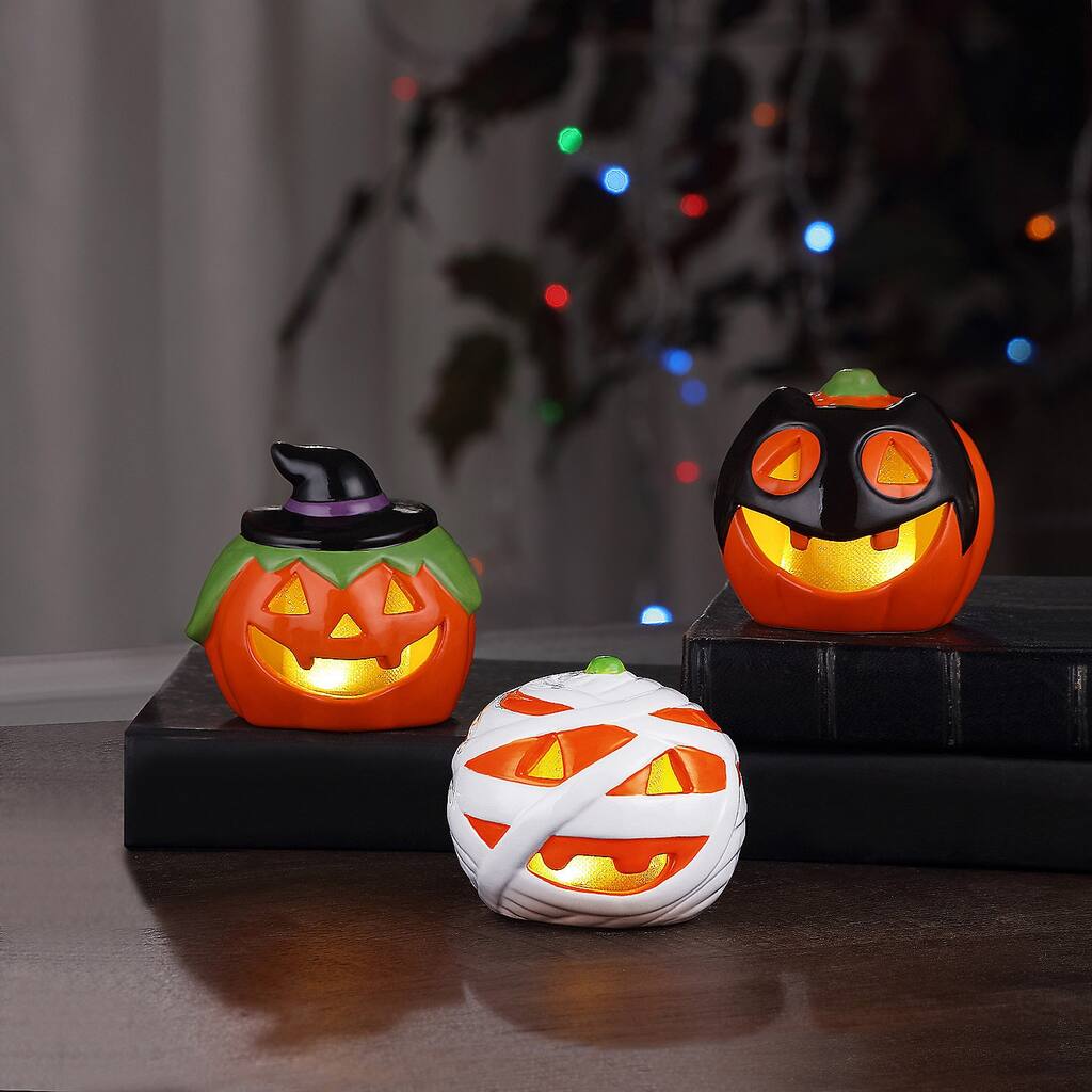 Mr. Halloween Illuminated Pumpkin Halloween Decorations, Halloween, Home Decor, 3 Pieces