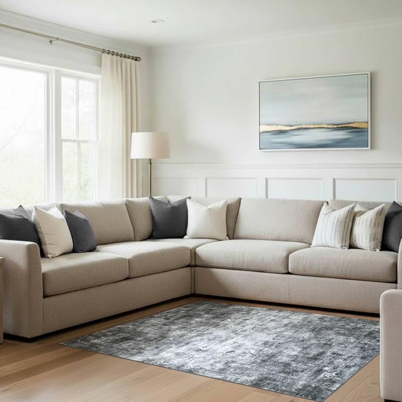 Wyatt & Ash Dream Mink Printed Chenille Rugs - Grey - 6' 6" x 9' 6"