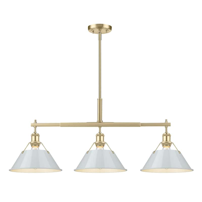 Yep by Golden Lighting Orwell 3-light Island Light in Brushed Champagne Brass and Dusky Blue shade - Gold