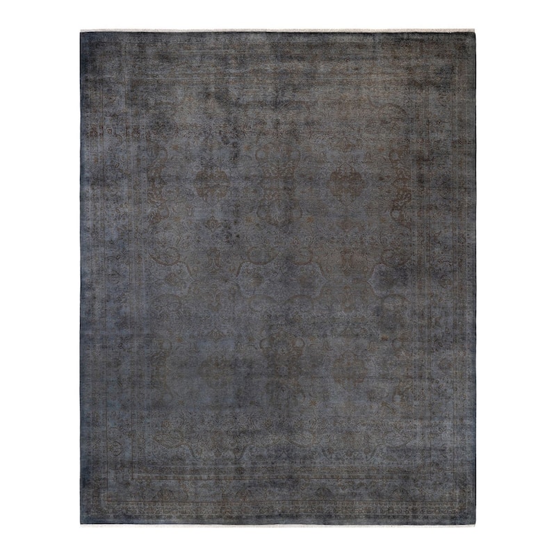 Overton Hand Knotted Wool Vintage Inspired Modern Contemporary Overdyed Gray Area Rug - 9' 2" x 11' 7"