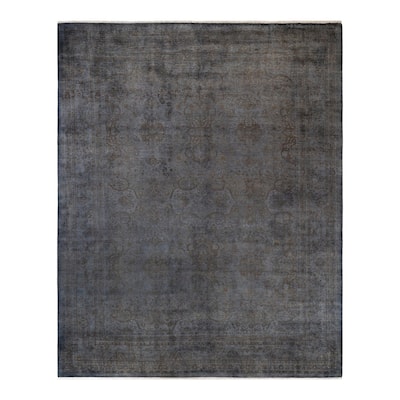 Overton Hand Knotted Wool Vintage Inspired Modern Contemporary Overdyed Gray Area Rug - 9' 2" x 11' 7"