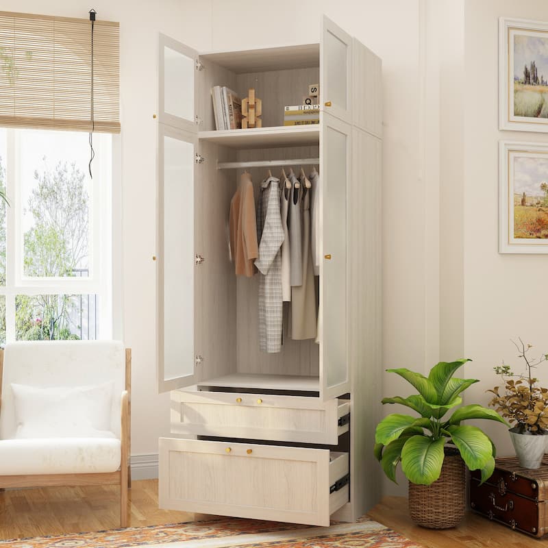 Combo Elegant Light Gray Wardrobe Modular Closet Configuration Armoire