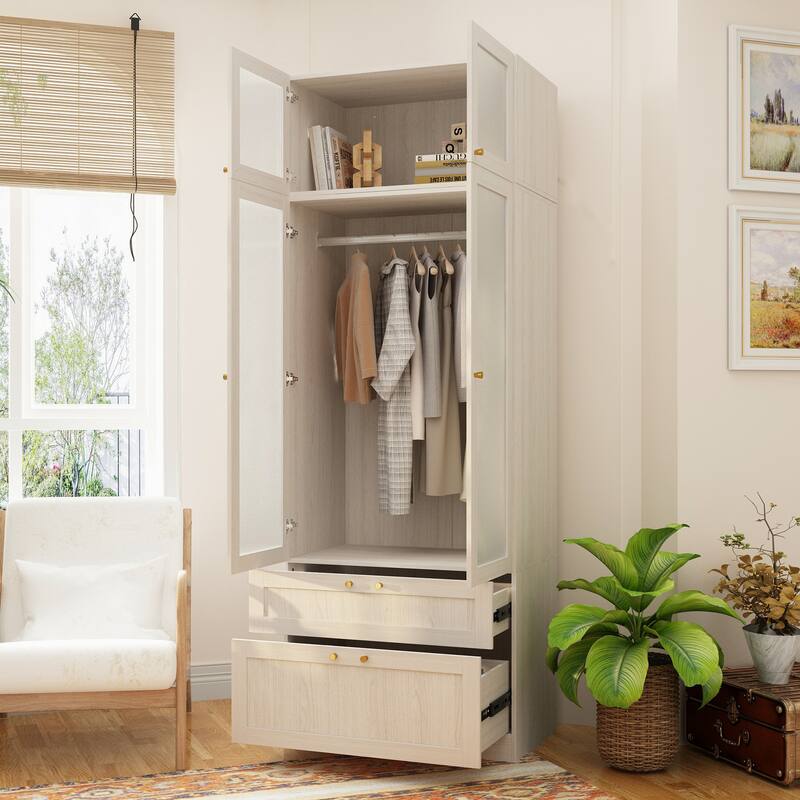 Modular Modern Glass Door Wardrobe:Storage Closet Solution Armoire