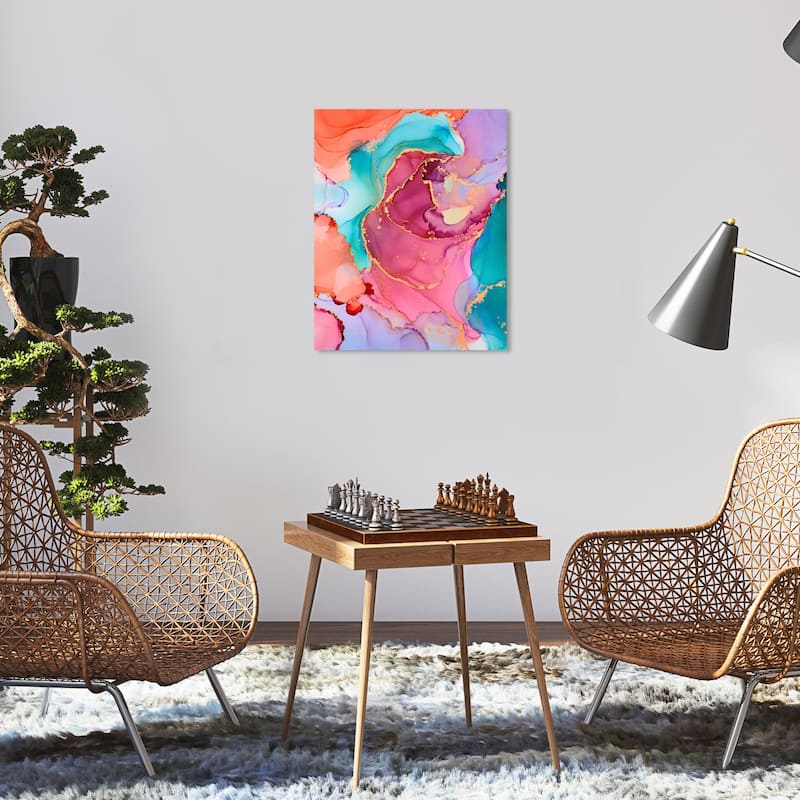 Wynwood Studio Abstract Moon Color Inks Red and Dark Red Glam Wall Art Canvas Print - 20 x 16