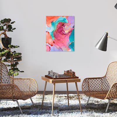 Wynwood Studio Abstract Moon Color Inks Red and Dark Red Glam Wall Art Canvas Print