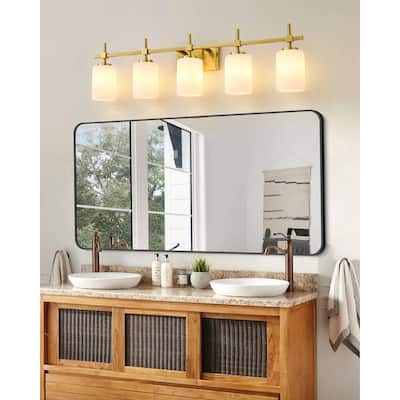 Jasper Gold Frosted Glass 5-Light Bathroom Vanity Light