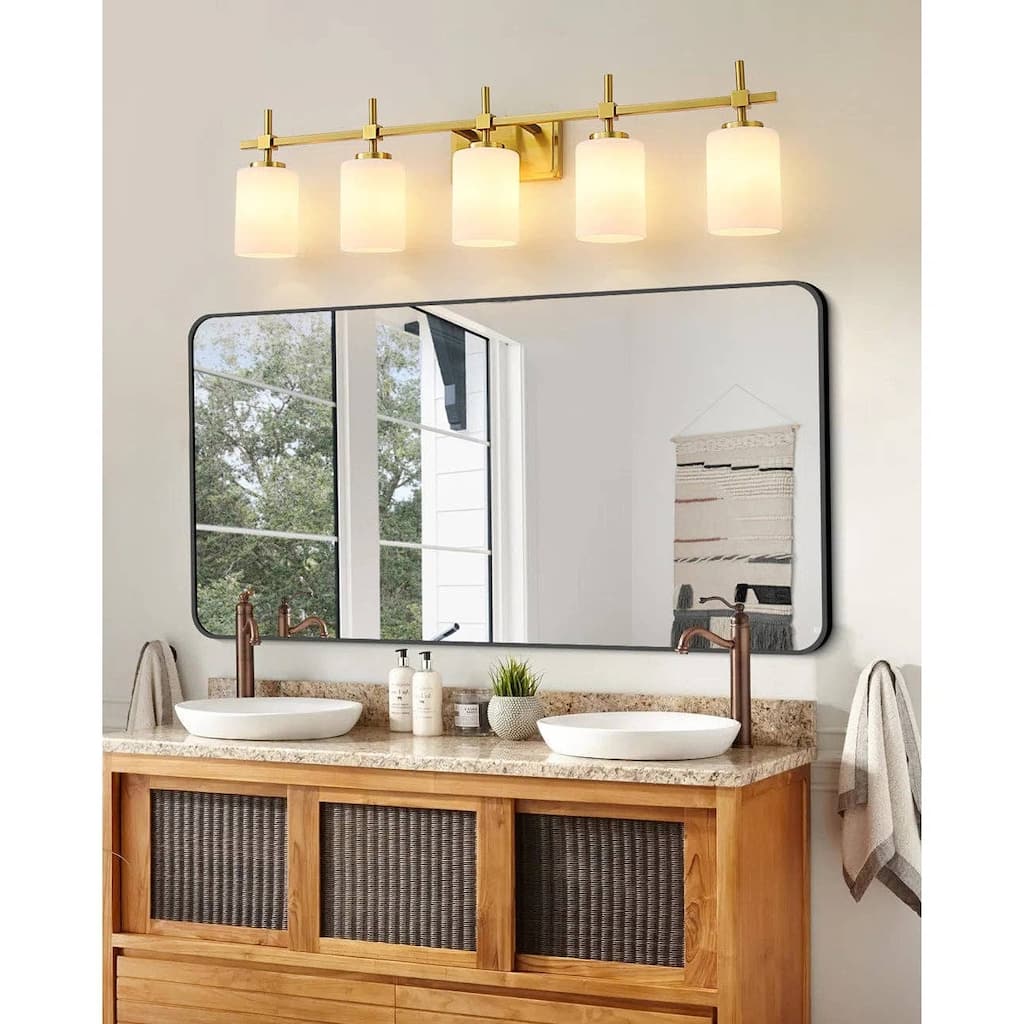Jasper Gold Frosted Glass 5-Light Bathroom Vanity Light