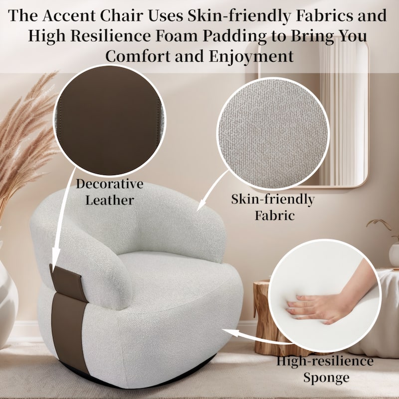 Kieon 33"W 360 Swivel Modern Barrel Chair Accent Chair Set of 2
