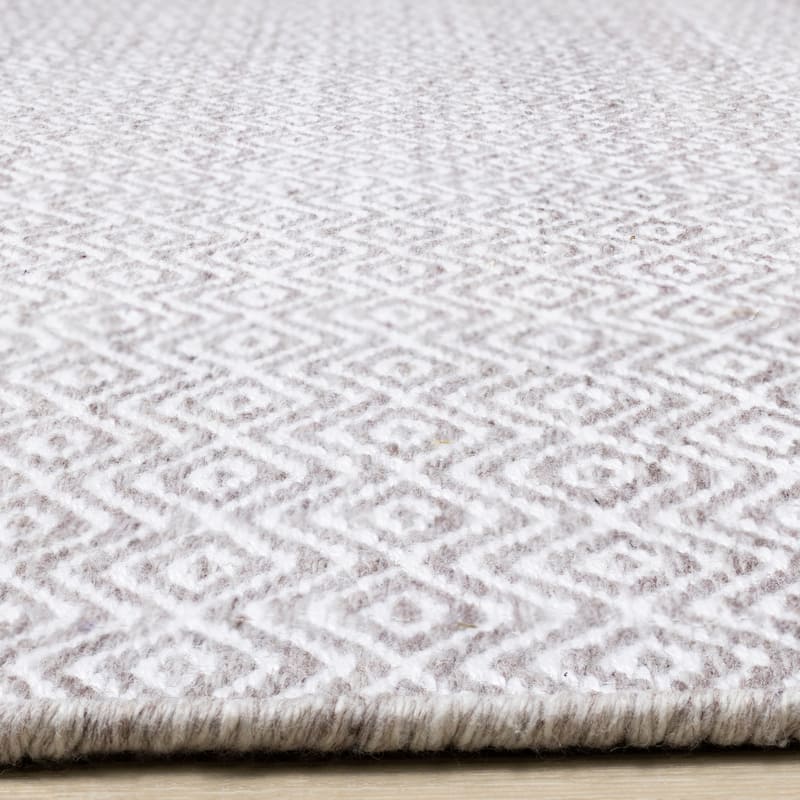 Beige Cream Diamonds Recycled Area Rug