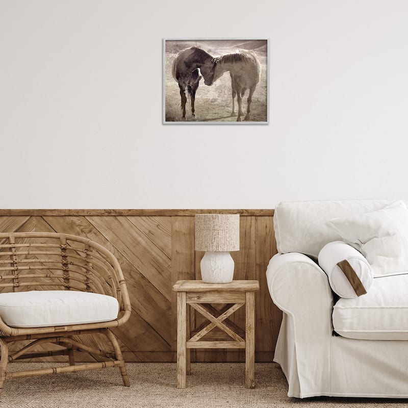 Stupell Muted Horse Pair Hugging Framed Giclee Art Design By Steve Toole