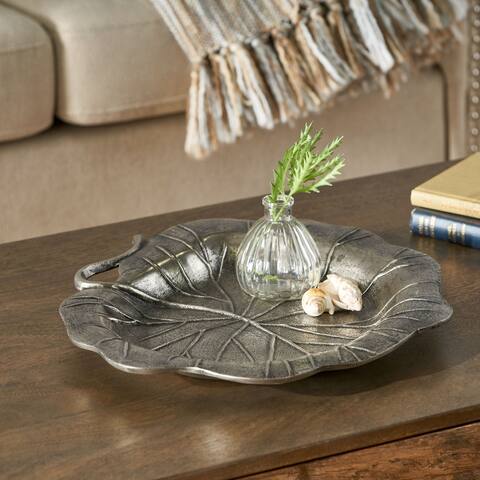 Trion Indoor Aluminum Handcrafted Leaf Dish by Christopher Knight Home
