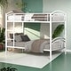 preview thumbnail 2 of 14, Elegant Twin Over Twin Metal Bunk Bed with Built-in Ladder and Guardrails, Divided into Two Beds, With Sturdy Steel Frame, White