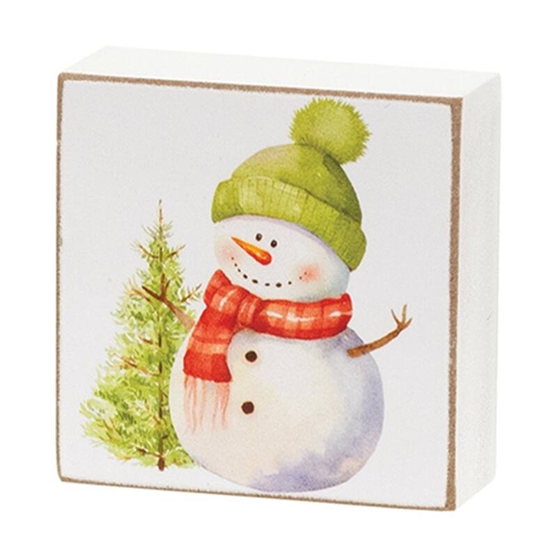 Snow One Like You Square Blocks with Snowman Designs - 4 Asstd. - 2” x 0.75” x 2”