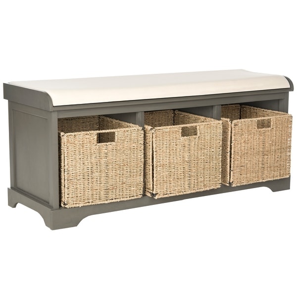 SAFAVIEH Lonan Grey White Storage Bench 47