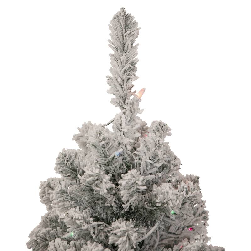 Pre-Lit Medium Heavily Flocked Madison Pine Artificial Christmas Tree - 3' - Multi Lights