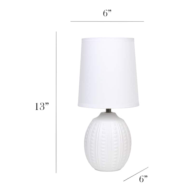 Ceramic Oval Table Lamp with Fabric Shade for Bedroom, Living Room - 6 x 6 x 13 in. (L x W x H)